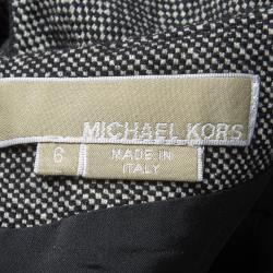 Pre Owned Michael Kors Monochrome Silk Wool Draped Neck Sleeveless Dress M