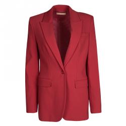 Michael Kors Crimson Red Wool Tailored Single Button Blazer S