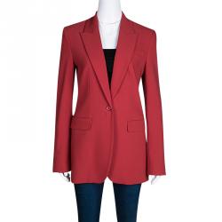 Michael Kors Crimson Red Wool Tailored Single Button Blazer S