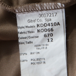 مملوكة مسبقًا Michael Kors Truffle Brown Satin Tie Detail Dress L