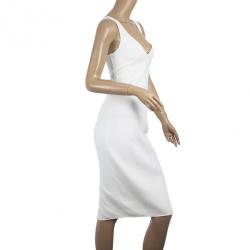 Pre Owned Michael Kors White BodyCon Crossback Sheath Dress S