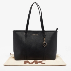 Pre Owned Michael Kors Black Leather Large Sady Shopper Tote