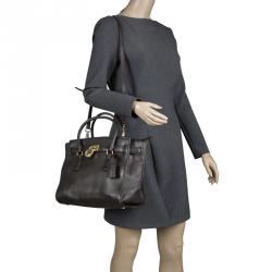 Pre Owned حقيبة مايكل كورس هيميلتون جلد بنية داكنة