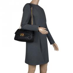 Pre Owned حقيبة كتف مايكل كورس سلوين جلد دانتيل مزخرفة سوداء