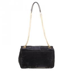 Pre Owned حقيبة كتف مايكل كورس سلوين جلد دانتيل مزخرفة سوداء