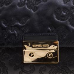 Pre Owned حقيبة كتف مايكل كورس سلوين جلد دانتيل مزخرفة سوداء