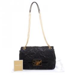 Pre Owned حقيبة كتف مايكل كورس سلوين جلد دانتيل مزخرفة سوداء