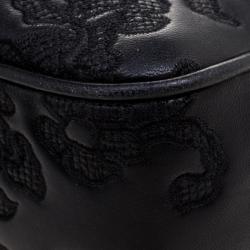 Pre Owned حقيبة كتف مايكل كورس سلوين جلد دانتيل مزخرفة سوداء