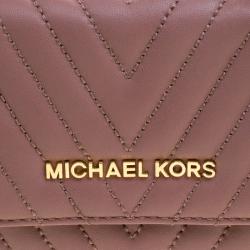 Pre Owned Michael Kors Dark Beige Quilted Leather WOC Wallet