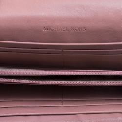 Pre Owned Michael Kors Dark Beige Quilted Leather WOC Wallet