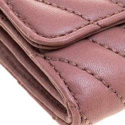 Pre Owned Michael Kors Dark Beige Quilted Leather WOC Wallet