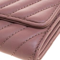 Pre Owned Michael Kors Dark Beige Quilted Leather WOC Wallet