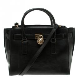Pre Owned Michael Kors Black Leather Hamilton Satchel