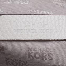 Pre Owned Michael Kors White/Grey Leather and Python Embossed Hamilton Messenger Bag