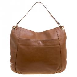 Pre Owned Michael Kors Brown Leather Charm Tassel Hobo