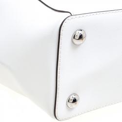 مملوكة مسبقًا Michael Kors White Saffiano Leather Top Zip Jet Set Tote