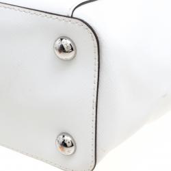 مملوكة مسبقًا Michael Kors White Saffiano Leather Top Zip Jet Set Tote