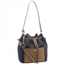Pre Owned Michael Kors Brown Coated Canvas Medium Greenwich Bucket Bag