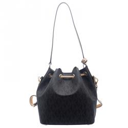 Pre Owned Michael Kors Brown Coated Canvas Medium Greenwich Bucket Bag