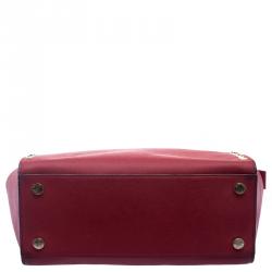 Pre Owned Michael Kors Red Leather Medium Selma Studded Tote