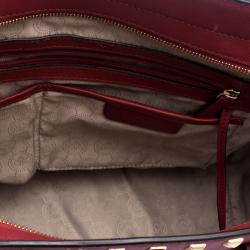 Pre Owned Michael Kors Red Leather Medium Selma Studded Tote