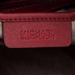 Pre Owned Michael Kors Red Leather Medium Selma Studded Tote