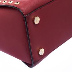 Pre Owned Michael Kors Red Leather Medium Selma Studded Tote