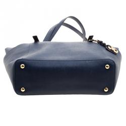 Pre Owned Michael Kors Navy Blue Saffiano Leather Top-zip Jet Set Tote