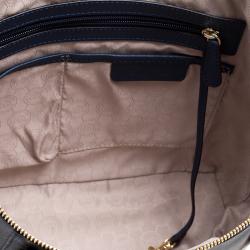 Pre Owned Michael Kors Navy Blue Saffiano Leather Top-zip Jet Set Tote