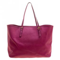 Pre Owned Michael Kors Fuschia Leather Jetset Tote