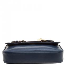 Pre Owned Michael Kors Blue Leather Shoulder Flap Bag