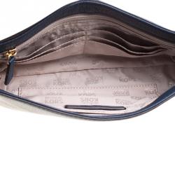 Pre Owned Michael Kors Blue Leather Shoulder Flap Bag