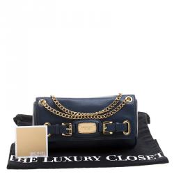 Pre Owned Michael Kors Blue Leather Shoulder Flap Bag