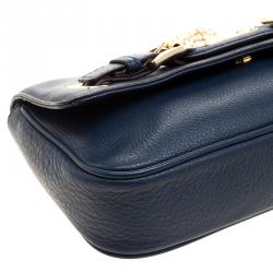 Pre Owned Michael Kors Blue Leather Shoulder Flap Bag