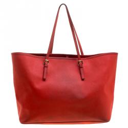 Pre Owned Michael Kors Red Saffiano Leather Jetset Tote