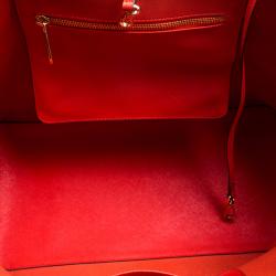 Pre Owned Michael Kors Red Saffiano Leather Jetset Tote