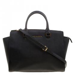 Pre Owned Michael Kors Black Saffiano Leather Medium Selma Tote