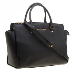 Pre Owned Michael Kors Black Saffiano Leather Medium Selma Tote