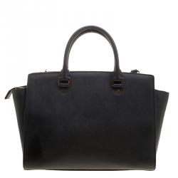 Pre Owned Michael Kors Black Saffiano Leather Medium Selma Tote