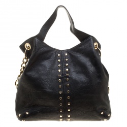 Pre Owned Michael Kors Black Leather Studded Uptown Astor Hobo