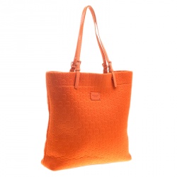 Pre Owned Michael Kors Orange Embossed Neoprene Jet Set Tote