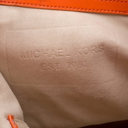 Pre Owned Michael Kors Orange Embossed Neoprene Jet Set Tote
