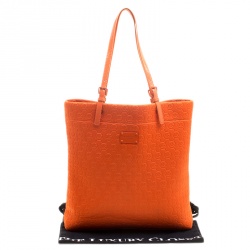 Pre Owned Michael Kors Orange Embossed Neoprene Jet Set Tote