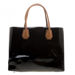 Pre Owned Michael Kors Black/White Leather Mercer Tote