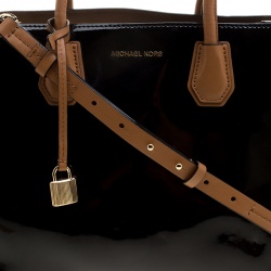 Pre Owned Michael Kors Black/White Leather Mercer Tote