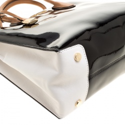 Pre Owned Michael Kors Black/White Leather Mercer Tote