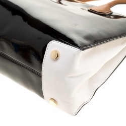 Pre Owned Michael Kors Black/White Leather Mercer Tote