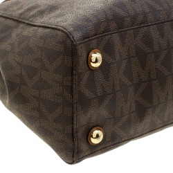 Pre Owned Michael Michael Kors Brown Signature Coated Canvas Cynthia Tote