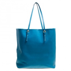Pre Owned Michael Kors Turquoise Saffiano Leather Jetset Tote