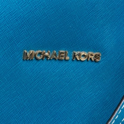 Pre Owned Michael Kors Turquoise Saffiano Leather Jetset Tote